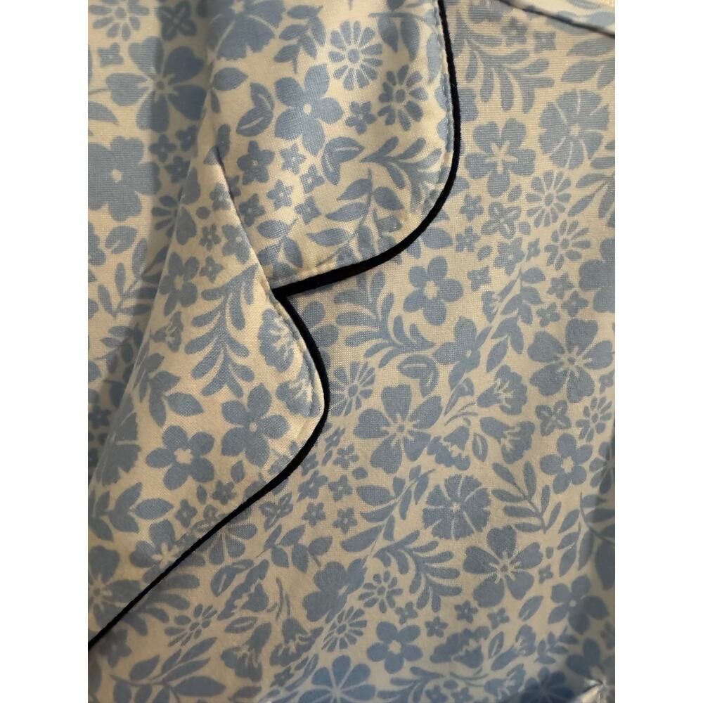Kate Spade New York 2 pc Short Sleeve Pajama Crop Set Blue Floral Piping Size L - Picture 4 of 10